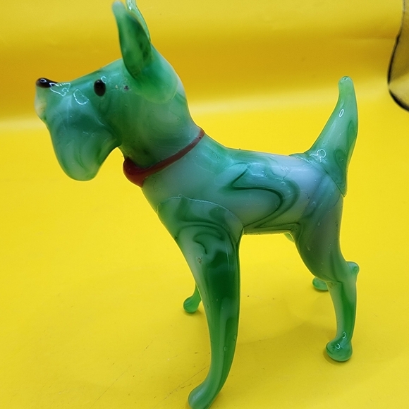 Vintage Green Art Glass Scotty Dog 2.25" Scottish Terrier Figurine - Picture 2 of 4